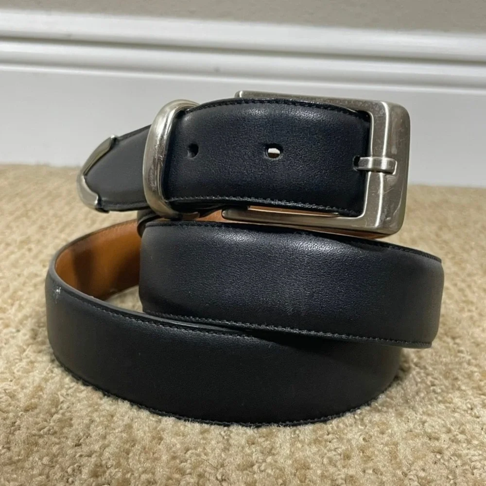 Allen Edmonds Leather Dress Belt Mens 38 Black Handcrafted USA Custom Calf 1 1/8